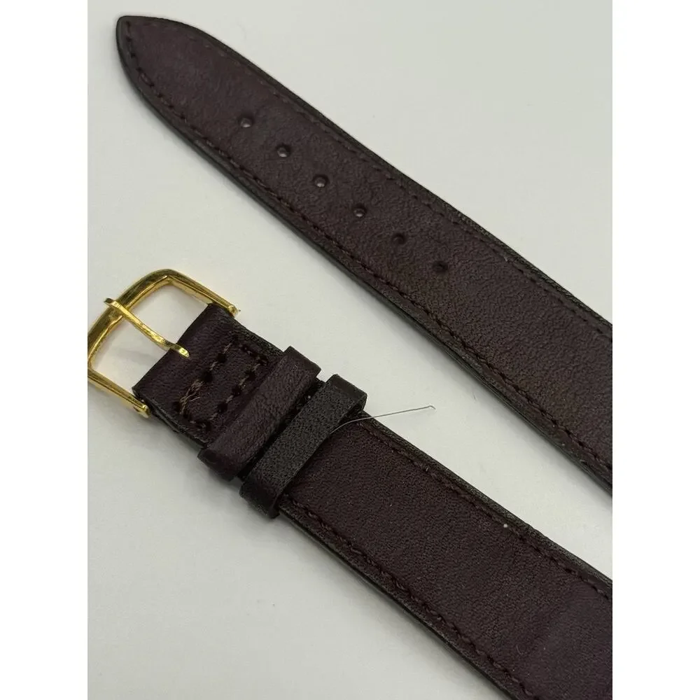 21mm Kreisler Brown Calfskin Shark NOS Vintage Watch Band & Gold-Tone Buckle